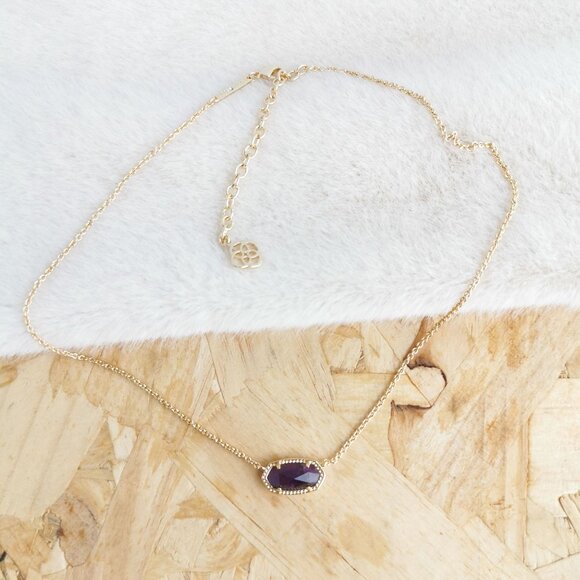 NEW | Kendra Scott Elisa Gold Amethyst Short Necklace - Picture 3 of 4